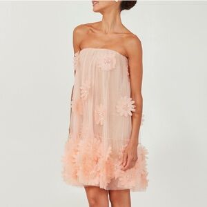 Helsi Bianca strapless floral applique mini dress Blush